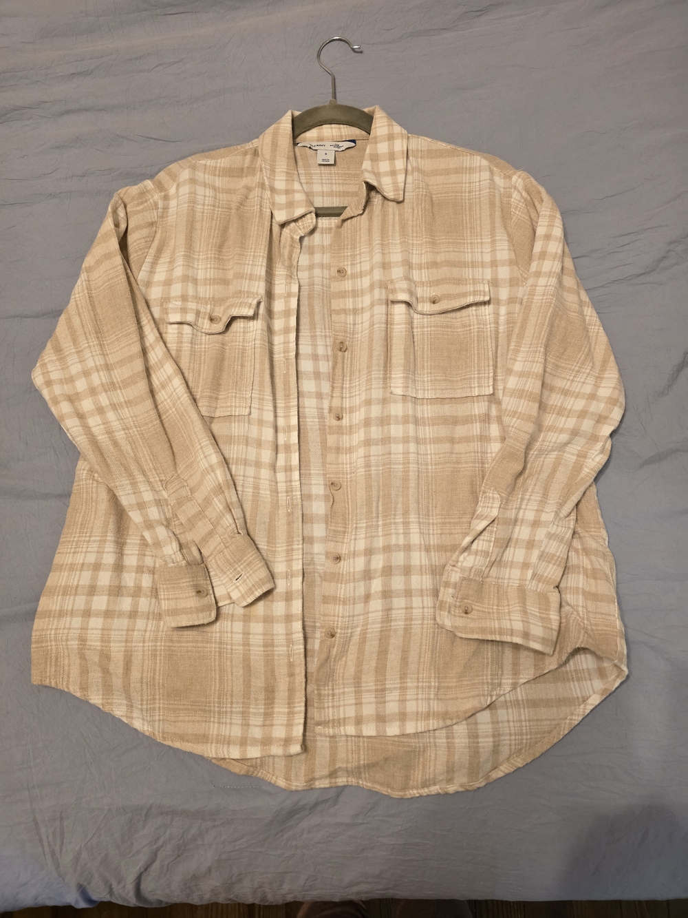 Old Navy Beige Plaid Button-Up Shirt